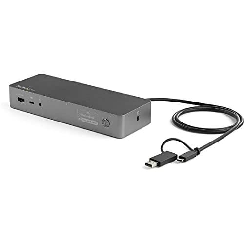 StarTech.com USB-C& USB-A 도크 - 하이브리드 범용 노트북 도크ing 스테이션 100W 파워 Delivery - 듀얼 모니터 4K 60Hz HDMI& DisplayPort,DP, DP, DP, DP - 4X USB 3.1 세대 1 허브, GbE - 윈도우& Mac (DK30C2DPEP)
