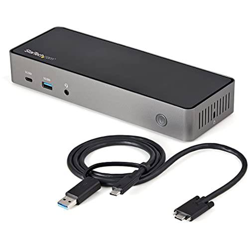 StarTech.com USB-C&  USB-A 도크 - 하이브리드 범용 트리플 모니터 노트북 도크ing 스테이션 w/ DisplayPort,DP, DP& HDMI 4K 60Hz - 85W 파워 Delivery, 6X USB 허브, GbE,  오디오 - USB 3.1 세대 2 10Gbps (DK31C3HDPD)