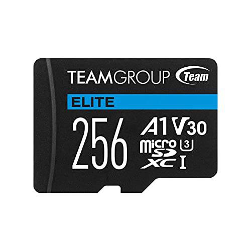 팀그룹 Elite A1 256GB 마이크로 SDXC UHS-I U3 V30 A1 4K Read 스피드 up to 90MB/ s 고속 플래시 메모리 카드 어댑터포함 폰, 안드로이드 휴대용 디바이스, 4K 촬영, 스위치 TEAUSDX256GIV30A103