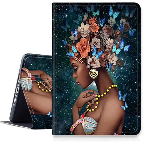 케이스 파이어 HD 10 태블릿, 태블릿PC 케이스 (11th 세대, 2021 출시), 파이어 HD 10 플러스 케이스, Multi-Angle 슬림 폴리오 스탠드 스마트 커버 킨들 파이어 Hd 10/ 10 플러스 2021-Butterflies 아프리칸 아메리칸 걸