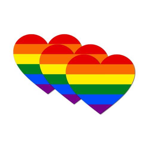 LGBTQ 레인보우 Heart Pride 스티커 - 3.5’’ 비닐 Pride 스티커 세트, LGBTQ 악세사리 자동차, 노트북,  물병, 워터보틀, 윈도우, and More Gay, 레즈비언, 양, 트랜스 Pride 데칼,도안 (3 팩)