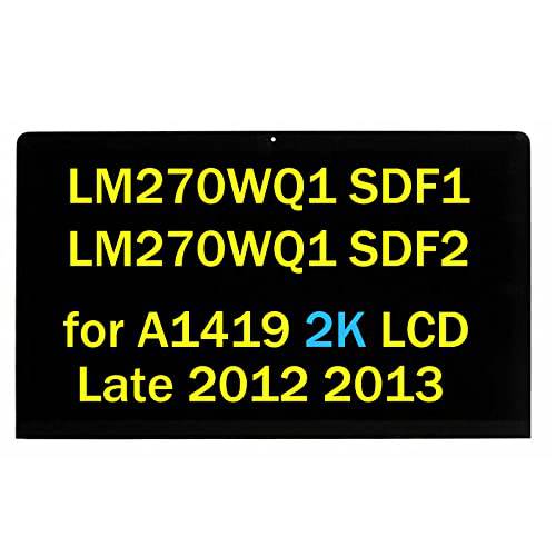 NUOLAISUN 스크린 교체용 LM270WQ1 SDF1 SDF2 아이맥 27 A1419 Late 2012 2013 2K 레티나 LCD 디스플레이 스크린 패널+  전면 글래스 커버 접착 661-7169, 661-7885