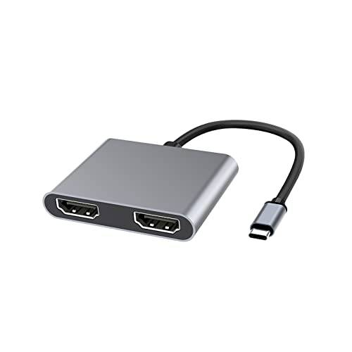 노트북 탈부착 스테이션 2 HDMI 포트 - HBAVLINK USB C to 듀얼 4K HDMI 분배기 듀얼 모니터 Extended 디스플레이 썬더볼트 to Hdmi 어댑터 윈도우 Laptop(Not 지원 맥OS MST 모드)