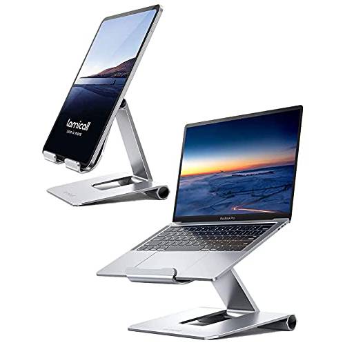 Lamicall 조절가능 태블릿, 태블릿PC 스탠드 and 조절가능 노트북 스탠드 번들, 묶음 - 실버