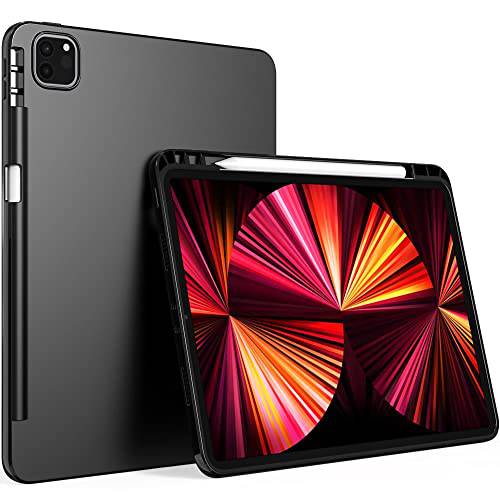 아이패드 프로 11 인치 케이스 2021, Puxicu 슬림 디자인 매트 TPU 러버 소프트 스킨 실리콘 보호 커버 2021 아이패드 프로 11 (3rd 세대) 태블릿, 태블릿PC - 블랙
