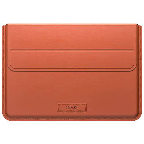 INVZI 노트북 슬리브 케이스, 파인,가는 PU 가죽 백 맥북 에어/ 프로 13, 14, 15, 16 인치 and Other 노트북, 호환가능한 맥북 프로 14 2021 2022 M1 프로/ 맥스, 컴팩트 디자인 보이지않는 스탠드 브라운