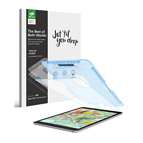 Bioton Paperfeel 글래스 화면보호필름, 액정보호필름 호환가능한 아이패드 9/ 8/ 7th Generation(iPad 10.2 인치) [Auto-Alignment 툴] [강화 Glass][EZ 키트]