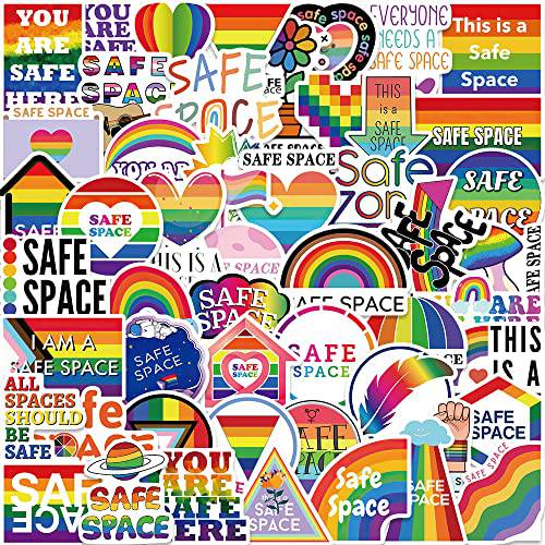 50PCS 세이프 스페이스 스티커, LGBTQ Pride 스티커, 노트북 스티커 물병, 워터보틀 스티커, LGBT Pride 선물
