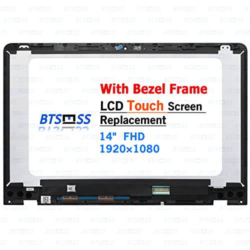 BTSELSS LCD 교체용 ASUS VivoBook 플립 Q405 Q405U Q405UA 시리즈 Q405UA-BI5T10 Q405UA-BI5T5 Q405UA-BI5T7 디스플레이 터치 스크린 조립품 14.0 B140HAN04.2 FHD 1920x1080 30 pin(with 베젤 프레임)