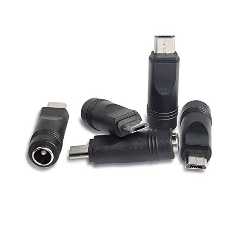 MEIRIYFA 마이크로 USB to DC 5.5x2.1mm 파워 어댑터 커넥터 5521 플러그 잭 충전 케이블 범용 AC 전자제품 스마트 폰 태블릿, 태블릿PC (5pack)