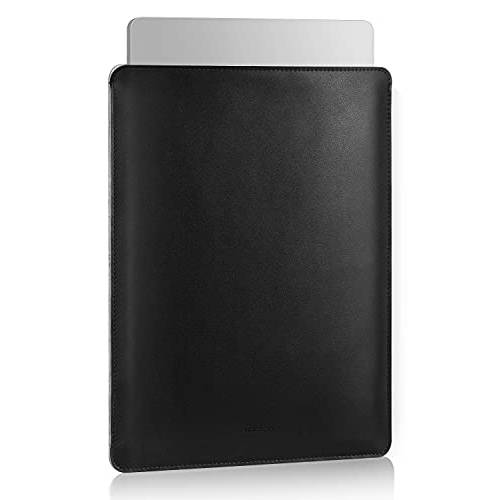 MoKo 14 인치 노트북 슬리브 백, PU 가죽 서류가방 슬림 Stylish 케이스 호환가능한 맥북 프로 14 인치 2021, 블랙