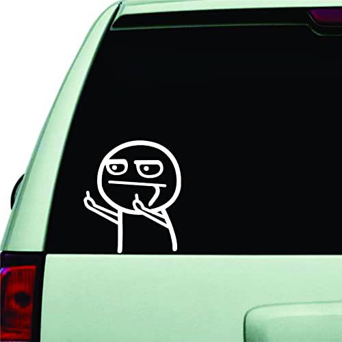 Funny Middle 핑거 자동차 데칼, 귀여운 카툰 창문 스티커 자동차 트럭, 화이트 그래픽 데칼, 5.1 x 5.9