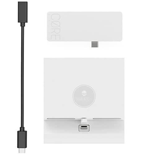 해골& Co. Jumpgate 휴대용 도크 탈착식 USB 허브 HDMI TV 어댑터  닌텐도스위치, 스위치 OLED 모델, 스마트폰 and 맥북- OLED 화이트 (with 연장 케이블)