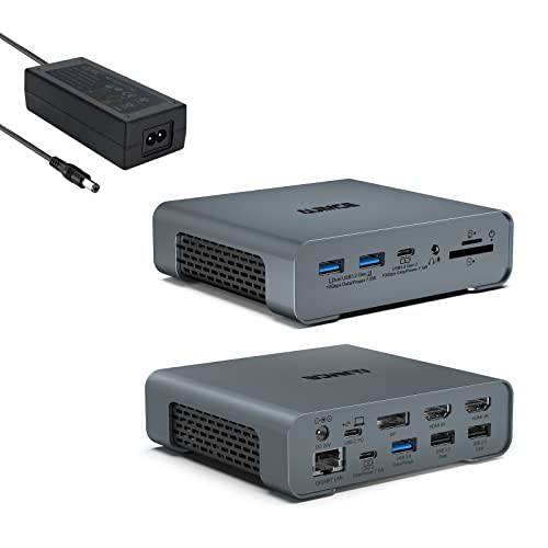 USB C 탈부착 스테이션 듀얼 모니터, 16 in 1 트리플 디스플레이 USB-C 도크 2 HDMI, DP, 이더넷, 3 USB3.2 Gen2 10Gbps, AC 65W 어댑터 충전 맥북 프로 HP Dell 레노버 썬더볼트 3/ 4 노트북
