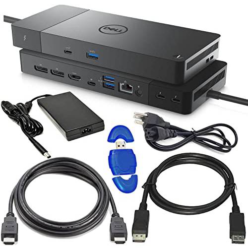 Dell 썬더볼트 도크 WD22TB4: 모듈식 썬더볼트 4 도크+ Vivitar HDMI 케이블+ Vivitar DisplayPort,DP 케이블+ USB 고속 카드 리더, 리더기 도크ing 스테이션 번들,묶음