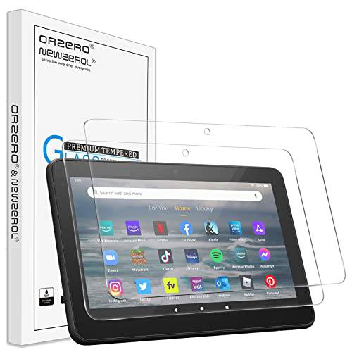 (2 팩) Orzero 호환가능한 All-New 파이어 7 태블릿, 태블릿PC 7 인치 2022 릴리즈 (12th 세대 Only) 강화유리 화면보호필름, 액정보호필름, Bubble-Free 9 강도 HD (라이프타임 교체용)
