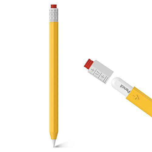 Alfick 클래식 펜슬 케이스 호환가능한 애플 펜슬 2nd 세대 커버 슬리브 클래식 펜슬 디자인 호환가능한 자석 충전 and 더블 Tap（Yellow）