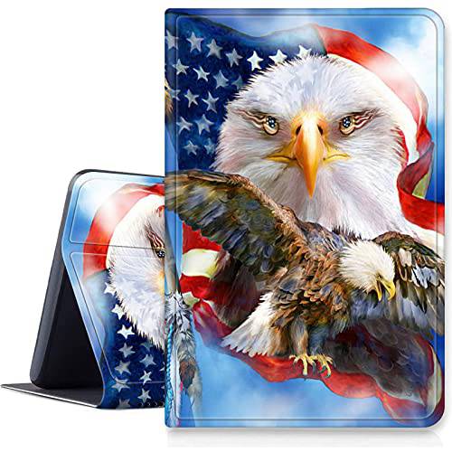 케이스 All-New 파이어 HD 10& 10 플러스 태블릿, 태블릿PC 케이스 (10.1, 11th 세대, 2021 출시), SDDFRHGH 슬림 폴리오 스탠드 커버 오토 웨이크/ 슬립& Multi-Angles Viewing-Eagle 아메리칸 깃발