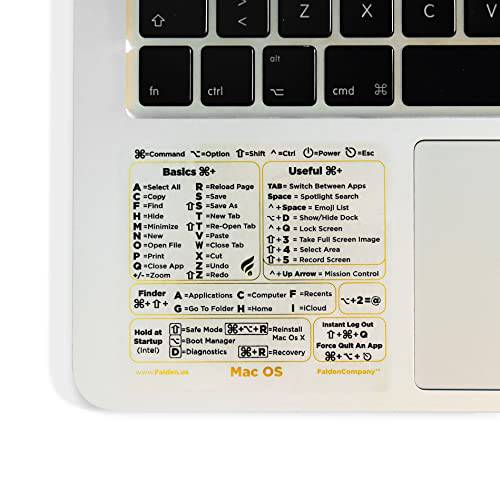 프리미엄 Mac OS 키보드 단축 스티커, 호환가능한 모든 맥북 Made 클리어 비닐 접착, No-Residue 맥북 키보드 단축 스티커, 간편 사용 컴퓨터 키보드 스티커 MAC 노트북