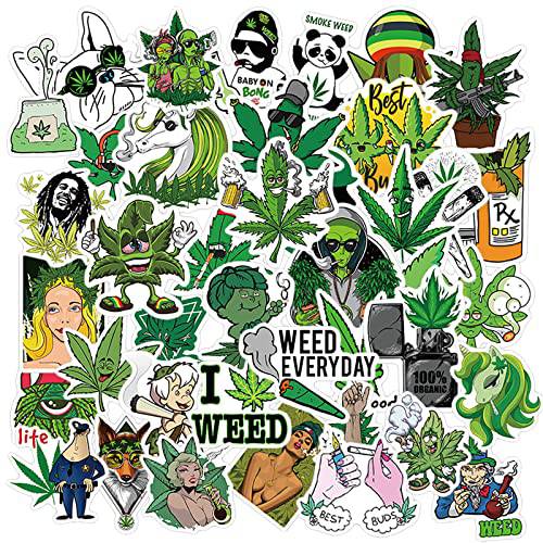 Weed 스티커  성인 - 비닐 Marijuana 스티커 - Stoner 스티커 Bomb - 노트북, 범퍼,  물병, 워터보틀, 쿨 스티커 (50PCS)