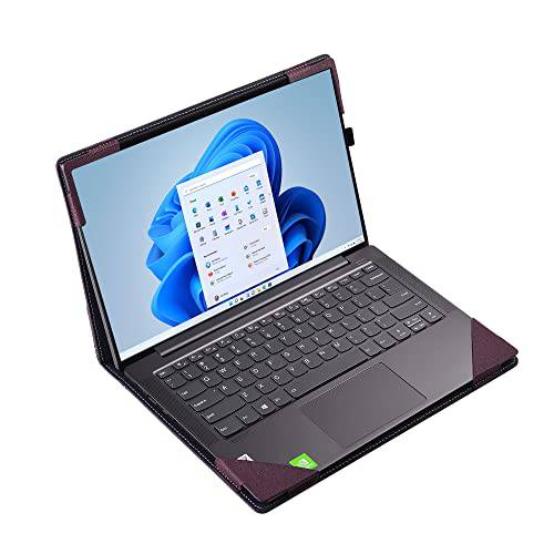 VEVOOD 노트북 케이스 HP Envy X360 13-aq/ ah/ ar/ AD/ Pavilion 13-bb and 레노버 요가 6 C640 13.3 노트북 탈부착가능 PU 케이스 (13.3inch, 레드 와인)
