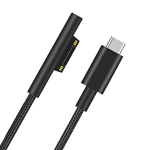 Minopara 서피스 to USB 타입 C 충전 케이블 (3.3ft, 매트 블랙, 나일론 Braided), Work 15V/ 3A 45W USB-C 충전기, Compatble 마이크로소프트 서피스 프로 7/ 6/ 5/ 4/ 3 서피스 고 3/ 2/ 1 노트북 4/ 3/ 2/ 1