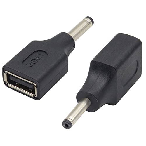 AAOTOKK (2 팩) DC 3.0 × 1.1mm to USB DC 파워 확장기 5 V USB 2.0 A Female to DC 3.0×1.1mm Male 플러그 DC 파워 충전 배럴 커넥터 5 볼트 스몰 DC or USB 전자제품 Charging(F/ 3.0×1.1)