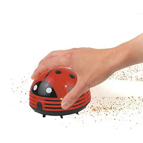 Honbay 레이디버그 모양 휴대용 모서리 데스크 진공청소기 미니 Cute 진공청소기 먼지 Sweeper