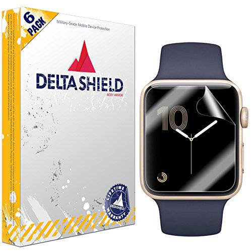 DeltaShield 화면보호필름, 액정보호필름 애플 워치 38mm 시리즈 3 2 1 호환가능한 6-Pack BodyArmor 기포방지 군사등급 클리어 TPU 필름 for