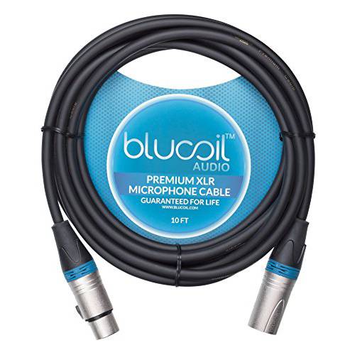 Blucoil 오디오 10-FT 밸런스 XLR 케이블 24 AWG 구리 와이어 and PVC 케이스 - 3-Pin Male to Female 마이크,마이크로폰 케이블 오디오 Interfaces, Mixers, Preamps, and 레코더