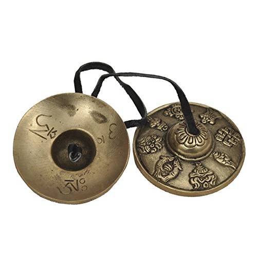 Dharma store - 티벳 Tingsha Cymbals - 6.2 cm - 8 Lucky 기호 양각
