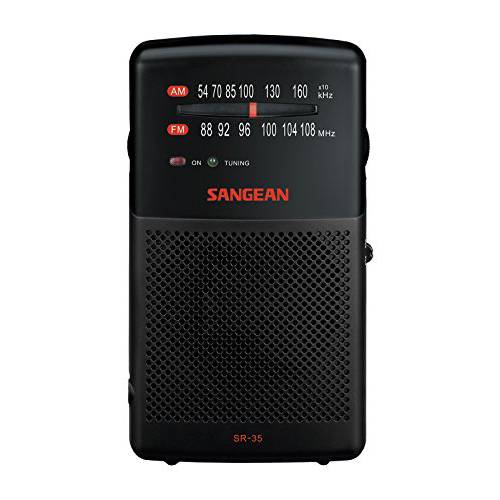 Sangean SR-35 AM/ FM 포켓 아날로그 라디오, 블랙