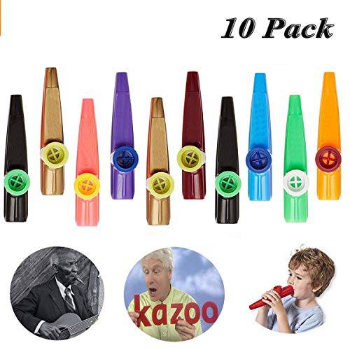 Kazoo - HoFire 10 Pcs 다양한 컬러 플라스틱 Kazoos 뮤지컬 Instruments 파티 Favors (무작위 5 컬러)