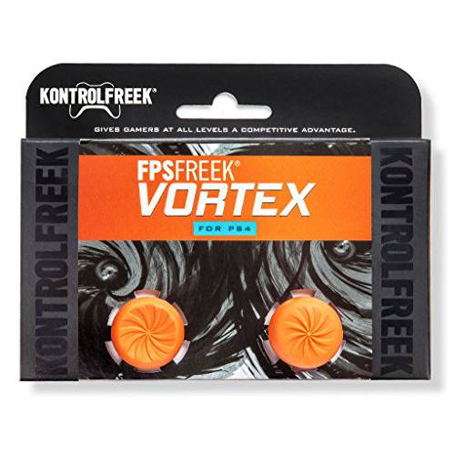 KontrolFreek FPS Freek Vortex 플레이스테이션 4 PS4 컨트롤러 퍼포먼스 썸스틱 1 High-Rise Convex 1 Mid-Rise Concave 오렌지 for