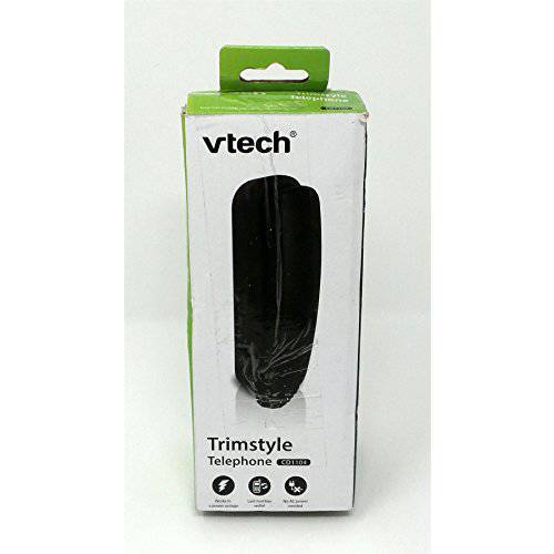 Vtech CD1104 TrimStyle 유선 베이직 전화 블랙 No AC 파워 Needed/ Redial
