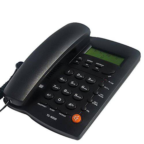 KerLiTar K-P032B 홈 사무실,오피스 폰 스피커폰 유선전화 유선 폰 방문객 ID 데스크 폰 알람 시계 계산기 베이직 Telephones Landline(Black)
