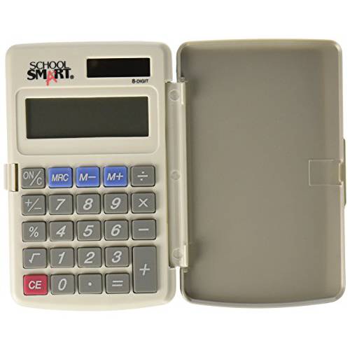 School Smart 8-Digit LCD 듀얼 파워 포켓 계산기, 2-7/ 8 x 3/ 8 x 4-5/ 8 Inches