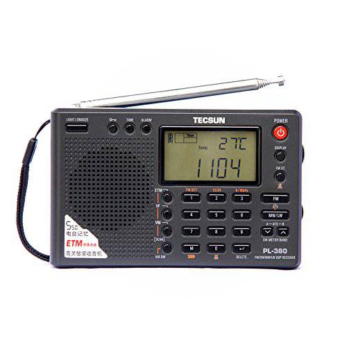 TECSUN PL-380 DSP FM 스테레오. MW. SW. LW. 세계 밴드 PLL 라디오 블루투스리시버, LCD 디스플레이, ETM 기능 추가