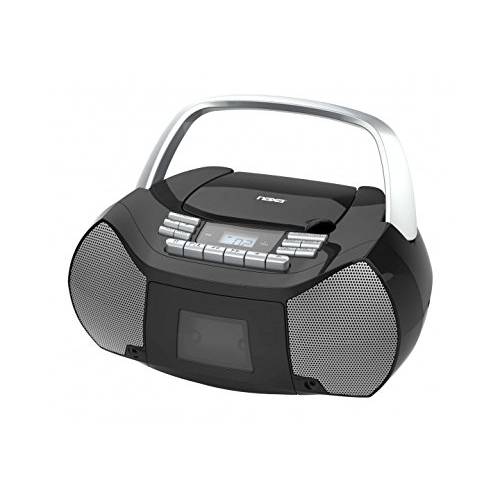 NAXA 전자제품 NPB-268 휴대용 CD/ 카세트 붐박스 (실버/ 블랙)
