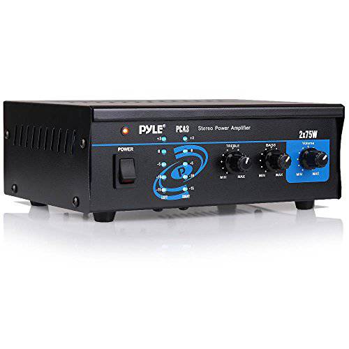 홈 오디오 파워 앰프 시스템 - 2X75W 미니 듀얼 채널 사운드 스테레오 블루투스리시버 박스 w/ led - 증폭 스피커, CD 플레이어, 시어터 via 3.5mm RCA - 스튜디오, 홈 사용 - Pyle PCA3