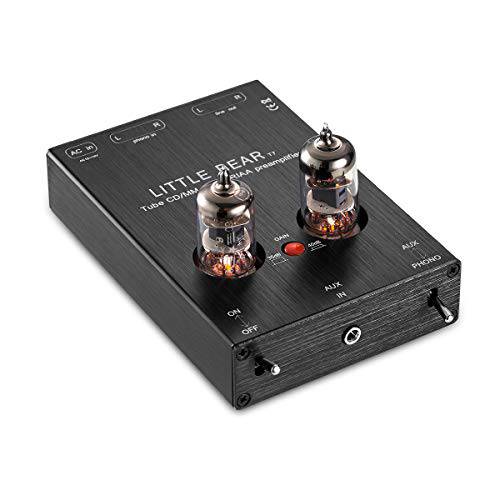 Little Bear T7 Vacumn 튜브 미니 Phono 무대 RIAA MM 턴테이블 프리앰프&  하이파이 튜브 Pre-Amplifier (블랙)