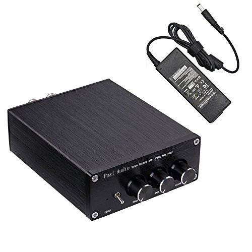 2 채널 스테레오 오디오 앰프 블루투스리시버 미니 Hi-Fi Class D 통합 앰프 2.0CH 가정용 스피커 100W x 2 베이스 and Treble 컨트롤 TPA3116(with 파워 서플라이) - Fosi Audio TB10A