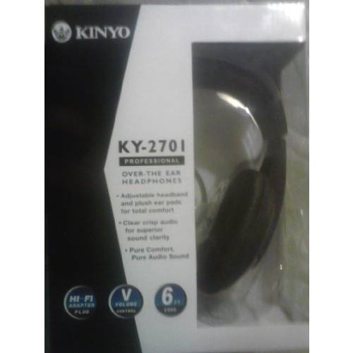KINYO KY-2701 - 어메이징 디지털 스테레오. Over the 이어 헤드폰,헤드셋 볼륨 컨트롤 on 엑스트라 롱 6 ft 케이블. 호환가능한 모든 라인 In 오디오 sources 스탠다드 3.5mm 스테레오 입력