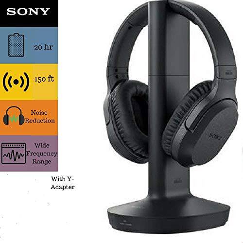 Sony  무선 RF 헤드폰 150-Foot 레인지, 소음 방지, 볼륨 컨트롤, 음성 모드, 20-Hr 배터리 Life NEEGO 6-ft 3.5mm RCA 플러그 Y-Adapter TV