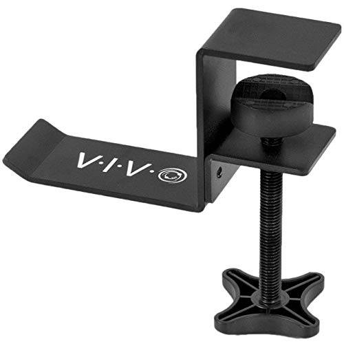 VIVO  블랙 메탈 Clamp-on 헤드폰 홀더 | 언더 데스크 마운트 헤드폰,헤드셋 후크 클립 조절가능 클램프 (MOUNT-HDPH01)