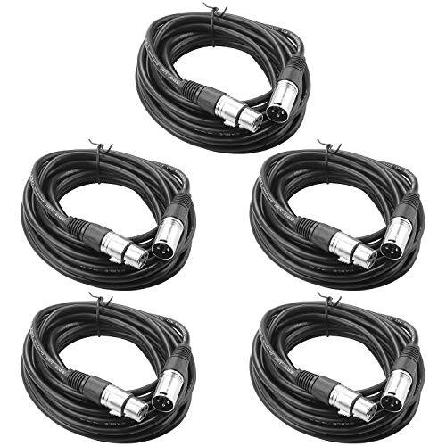 5 Pack of 20ft XLR Cable, Abuff Profession Balanced 3 Pin XLR Male to Female XLR Patch Cable Great for Microphone, Audio, Guitar, Speaker