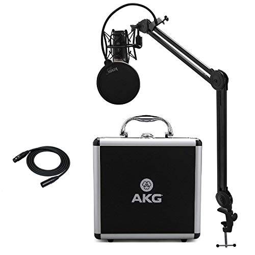 AKG P420 콘덴서 마이크,마이크로폰 Knox 스튜디오 지지대, 팝 필터 and XLR 케이블 번들,묶음