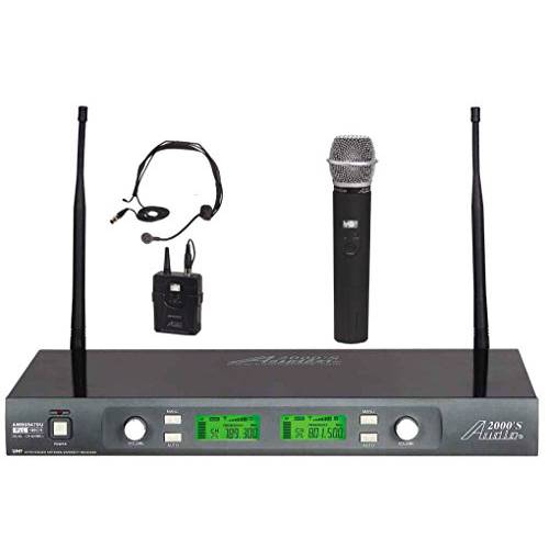 Audio2000’S AWM6547DUX 무선 마이크,마이크로폰 시스템 헤드폰,헤드셋/ 소형,휴대용 콤비네이션
