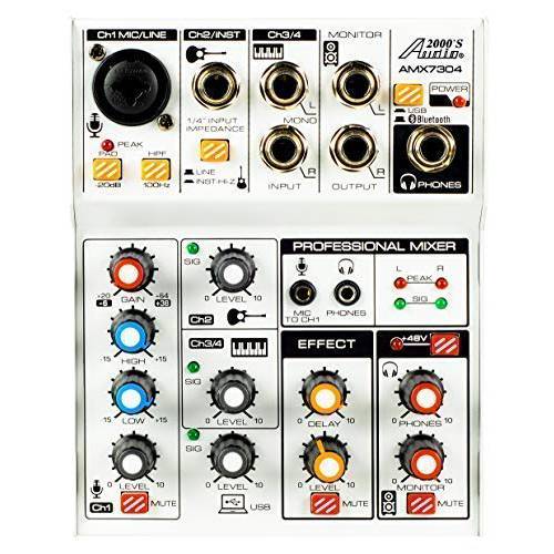 Audio2000’S AMX7304 USB-Powered Four-Channel 오디오 믹서,휘핑기 USB 인터페이스 and 사운드 이펙트