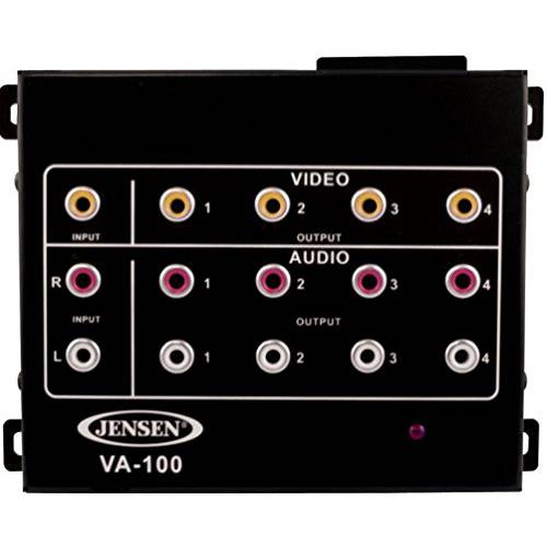 Jensen VA100 오디오/ 비디오 Distribution 앰프, Can Connect The 출력 of The VA100 to up to Four 스크린 or 비디오 모니터, 비디오 입력 잭, 왼쪽/ 오른쪽 오디오 입력 잭, DC 입력